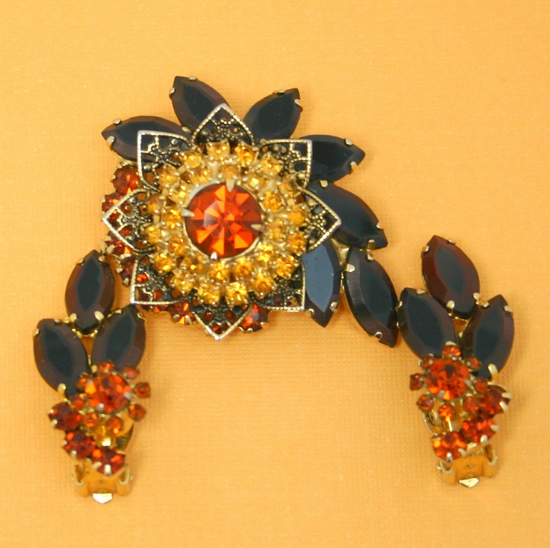 Front view of Topaz Navettes Multi-Color/Shaded Brooch