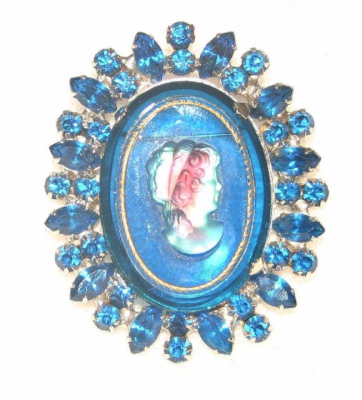 Front view of Blue Navettes Brooch