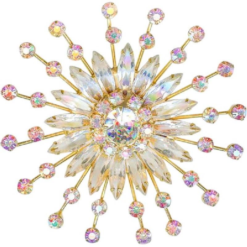 Front view of Clear Navettes Brooch