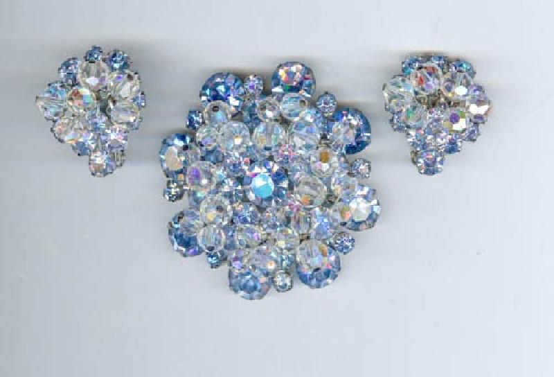 Front view of Blue Chatons Only Earrings Clip