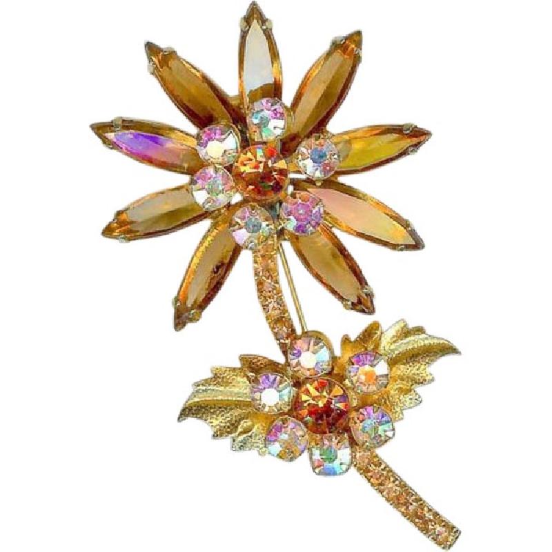 Front view of Topaz Navettes Brooch