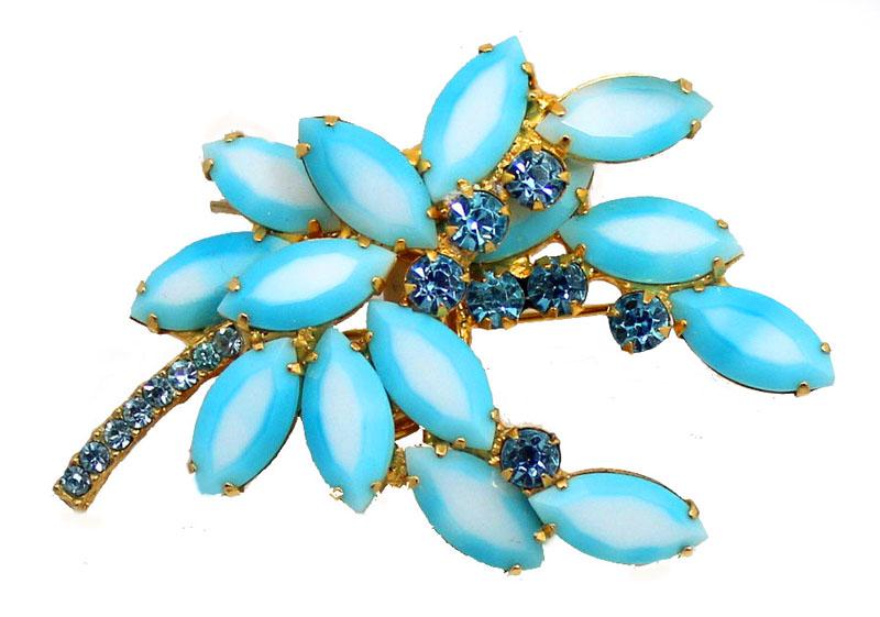 Front view of Blue Navettes Multi-Color/Shaded Brooch