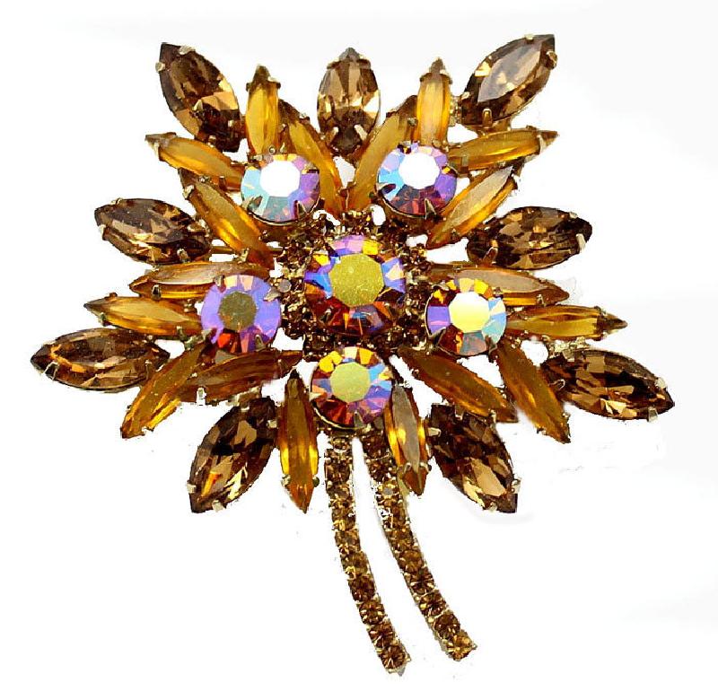 Front view of Topaz Navettes Brooch