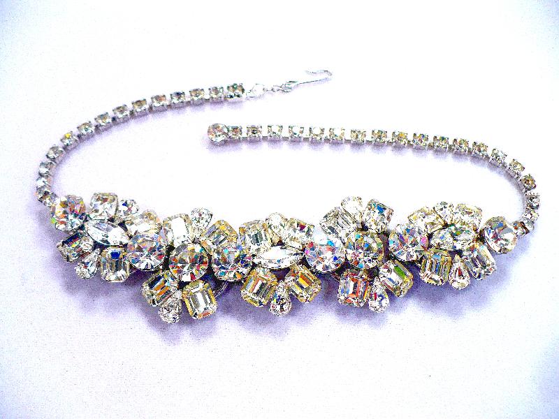 Front view of AB Emerald Cut Necklace