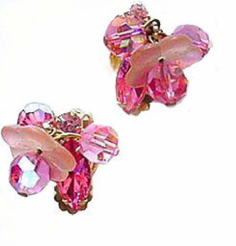 Front view of Pink Navettes Earrings Clip