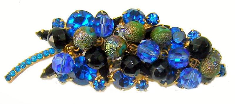 Front view of Blue Navettes Brooch