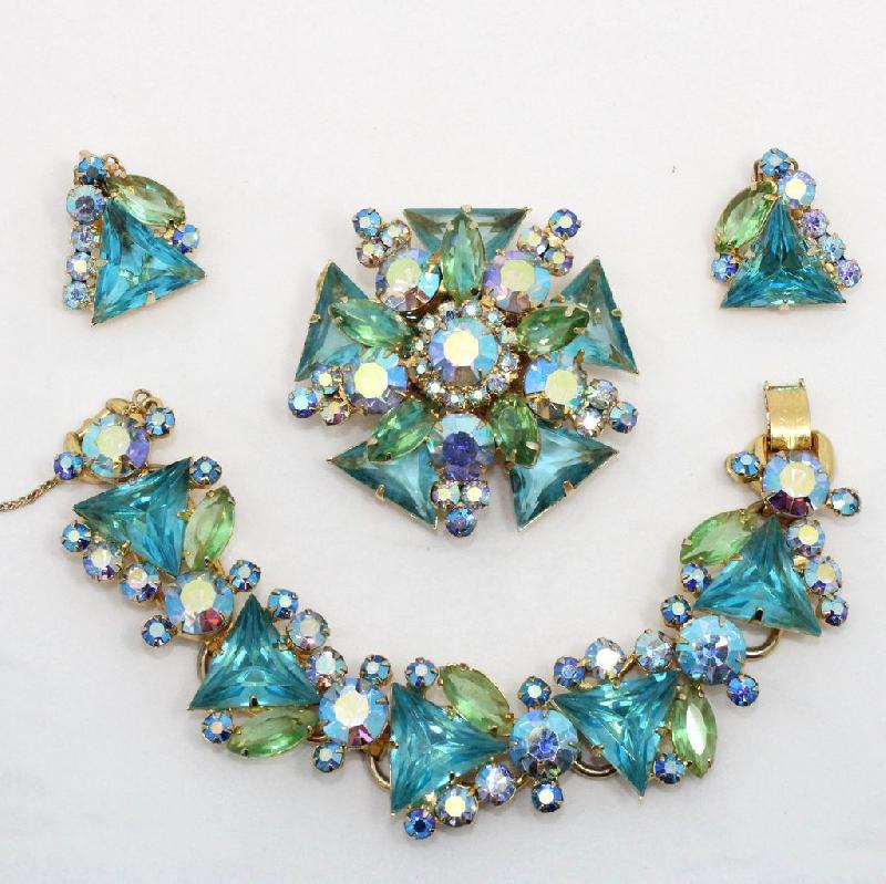 Front view of Blue Triangle Brooch