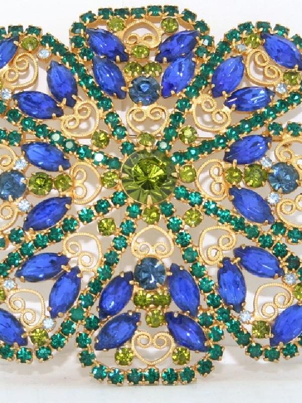 Front view of Multiple Colors Navettes Brooch