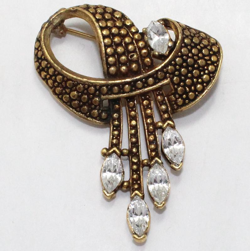 Front view of Clear Navettes Brooch