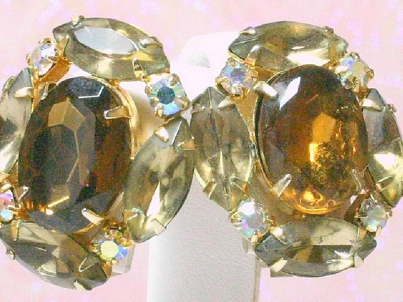 Front view of Topaz Oval Earrings Clip