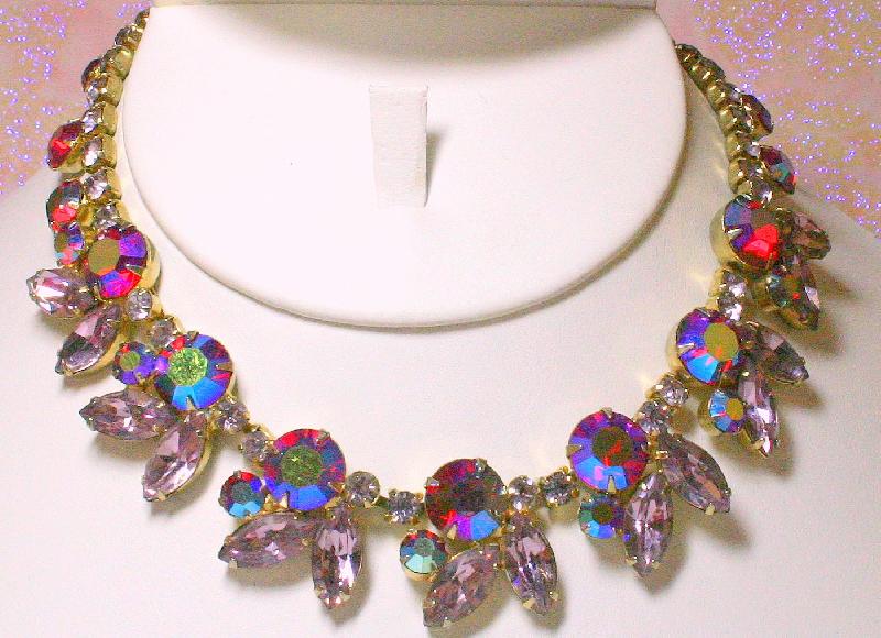 Front view of Purple (cardinal) Navettes Necklace