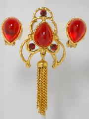 Red Cabochons Plastic Earrings Clip
