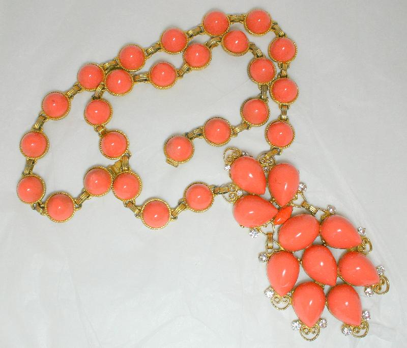 Front view of Orange Cabochons Plastic Necklace