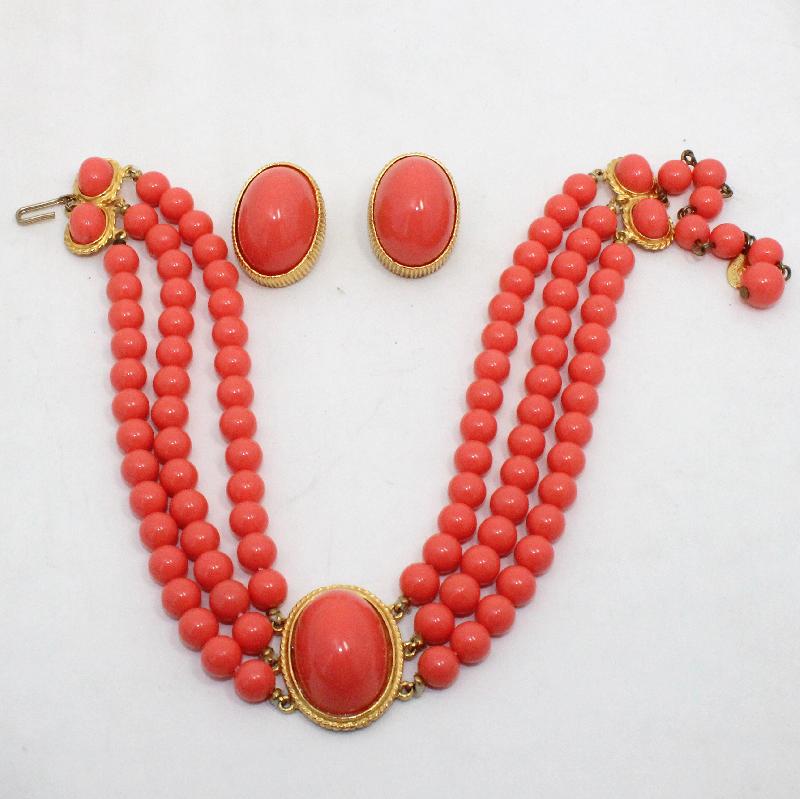 Front view of Orange Cabochons Plastic Earrings Clip