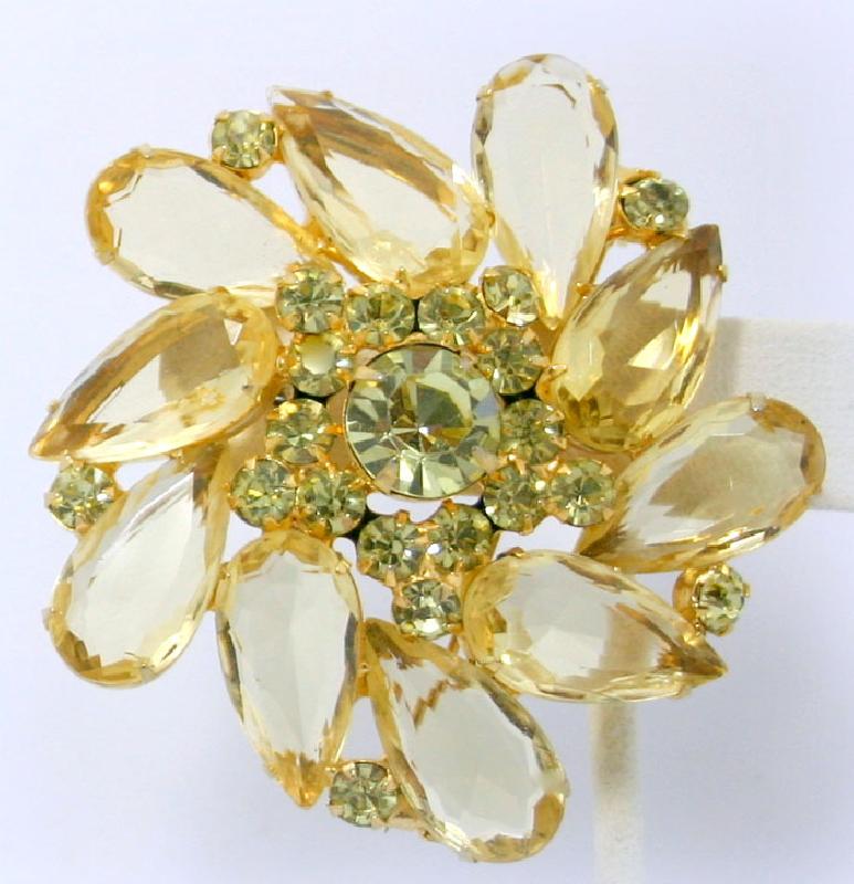 Front view of Yellow Pear Brooch