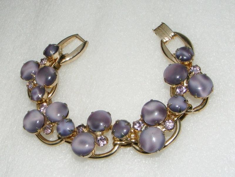 Front view of Purple (cardinal) Cabochons Bracelet 5 Link