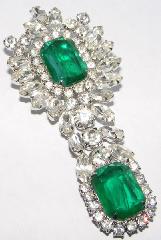 Green Emerald Cut Striped Brooch