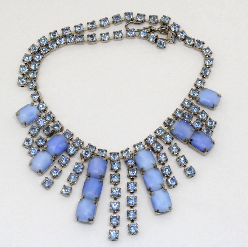 Front view of Blue Emerald Cut Necklace