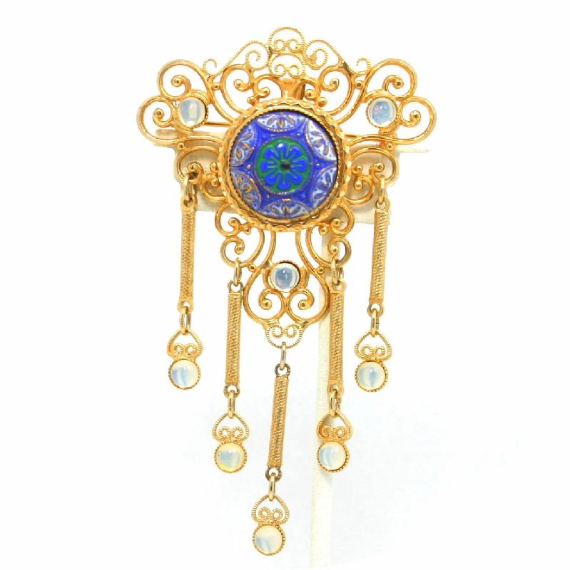 Front view of Blue Cabochons Molded/Cut Pin Pendant