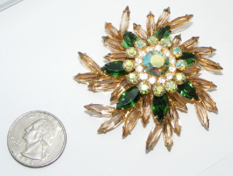 Front view of Topaz Navettes Brooch