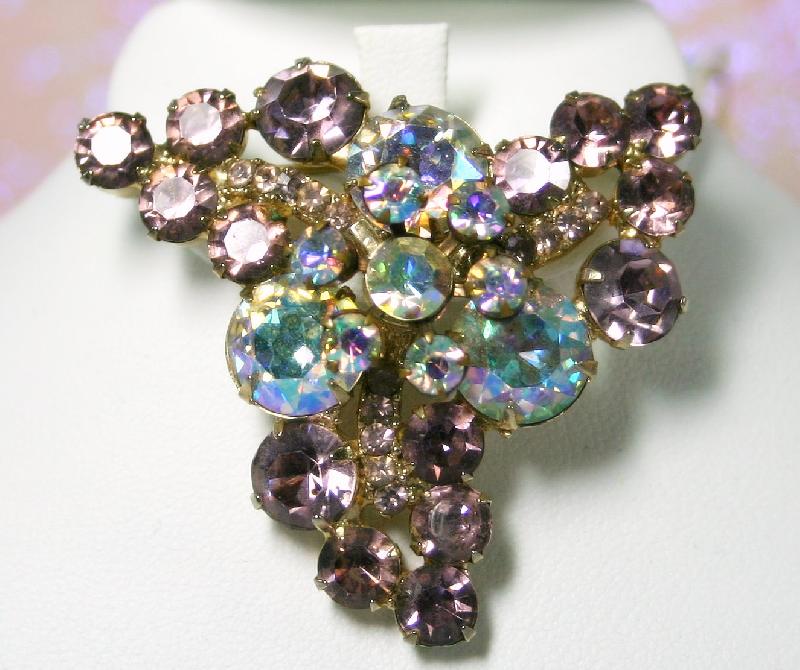 Front view of Purple (cardinal) Chatons Only Brooch