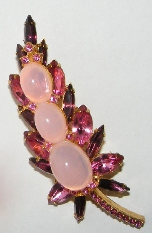 Front view of Pink Cabochons Brooch