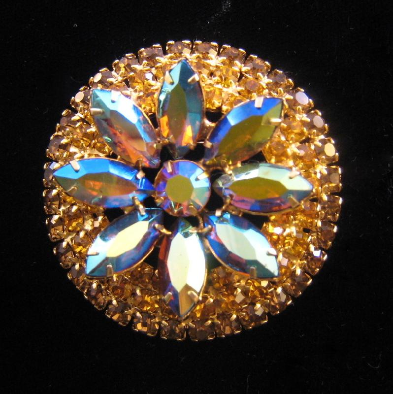 Front view of Topaz Navettes Brooch