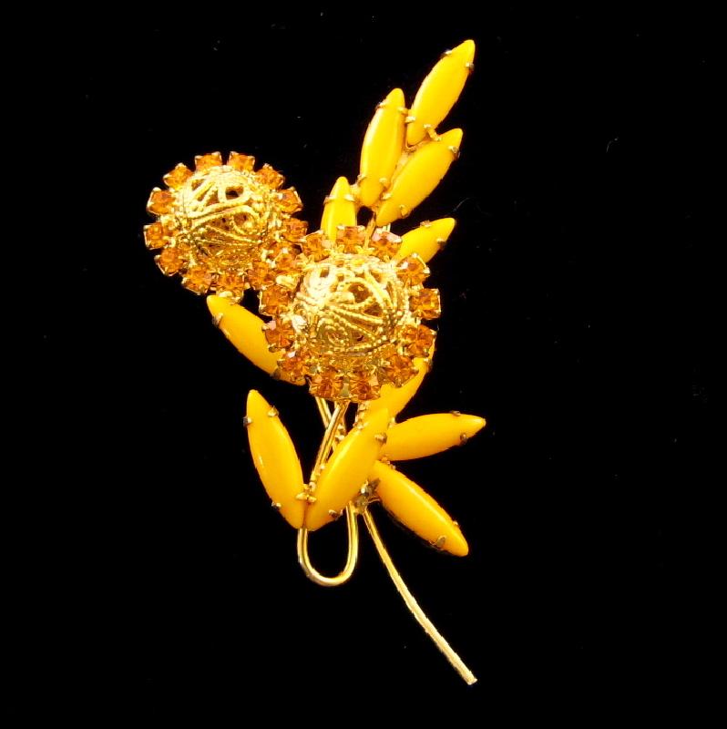 Front view of Yellow Navettes Brooch