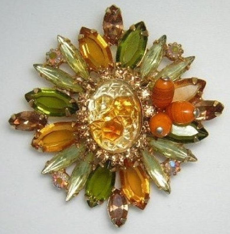 Front view of Fall Cabochons Molded/Cut Brooch
