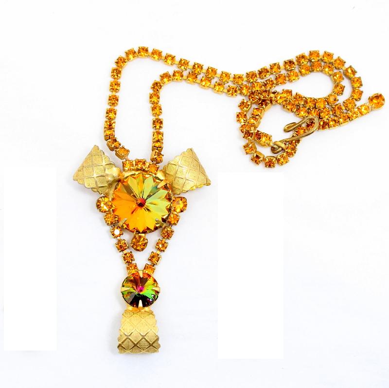 Front view of Topaz Chatons Only Rivoli/Margarita Necklace