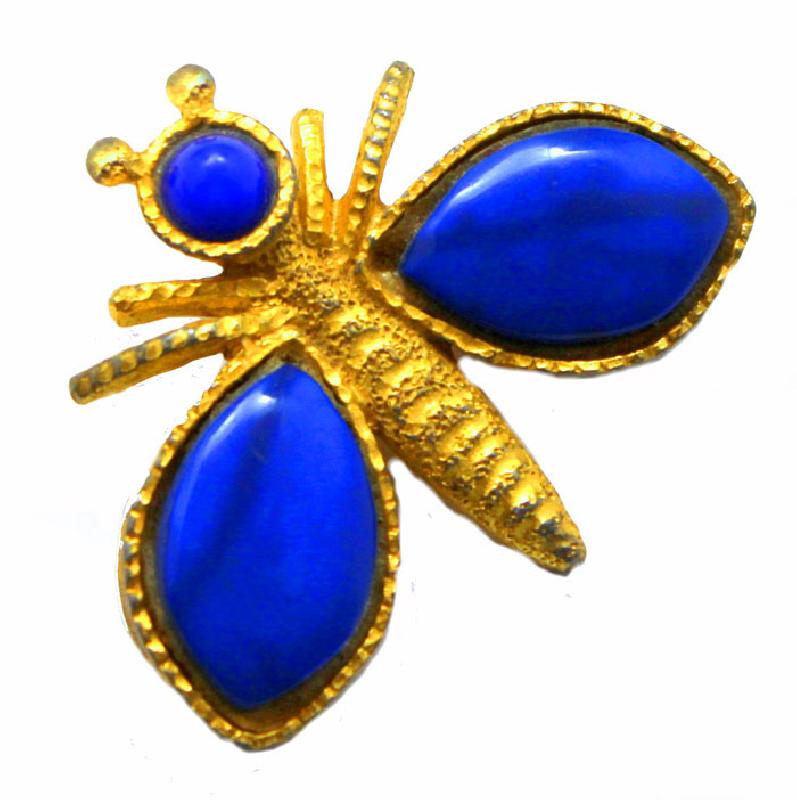 Front view of Blue Cabochons Plastic Brooch