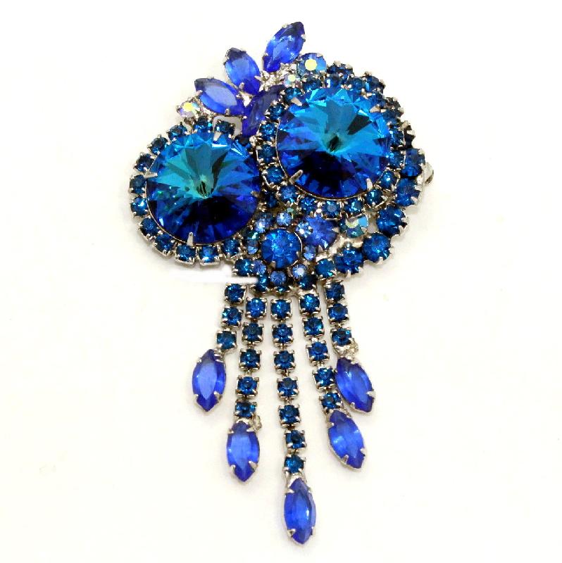 Front view of Blue Navettes Rivoli/Margarita Pin Pendant