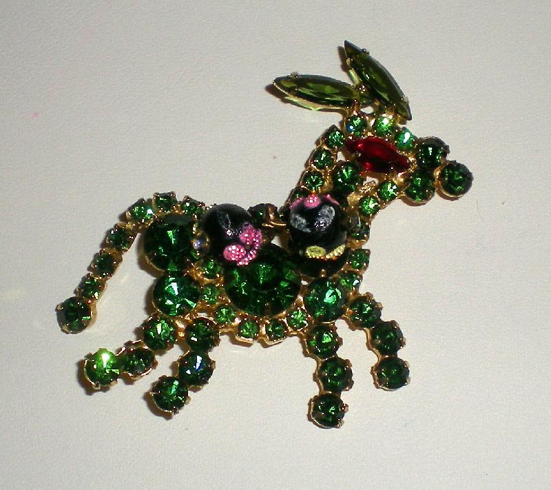 Front view of Green Navettes Brooch