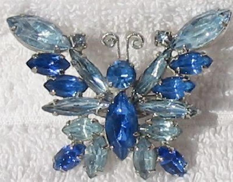 Front view of Blue Navettes Brooch