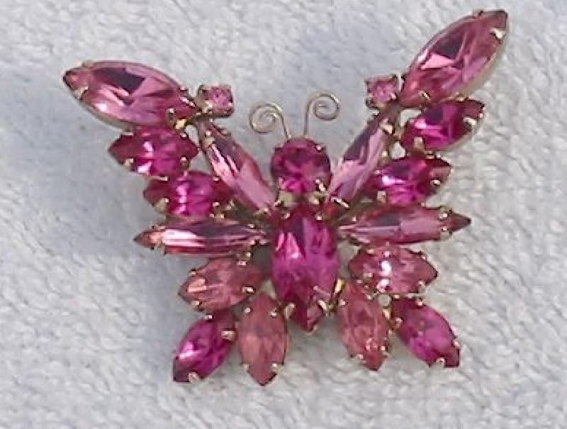 Front view of Pink Navettes Brooch
