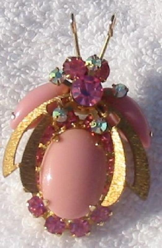 Front view of Pink Cabochons Brooch