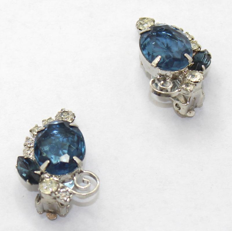 Front view of Blue Oval Earrings Clip