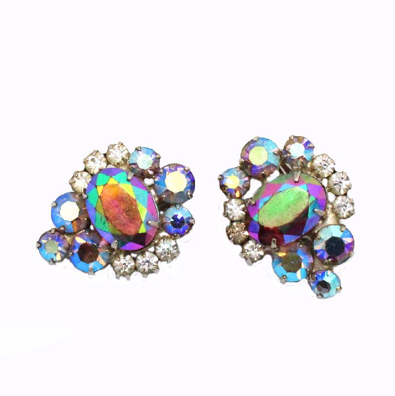 Front view of AB Oval Earrings Clip