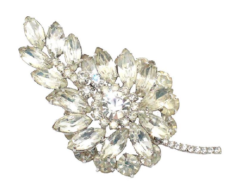 Front view of Clear Navettes Brooch