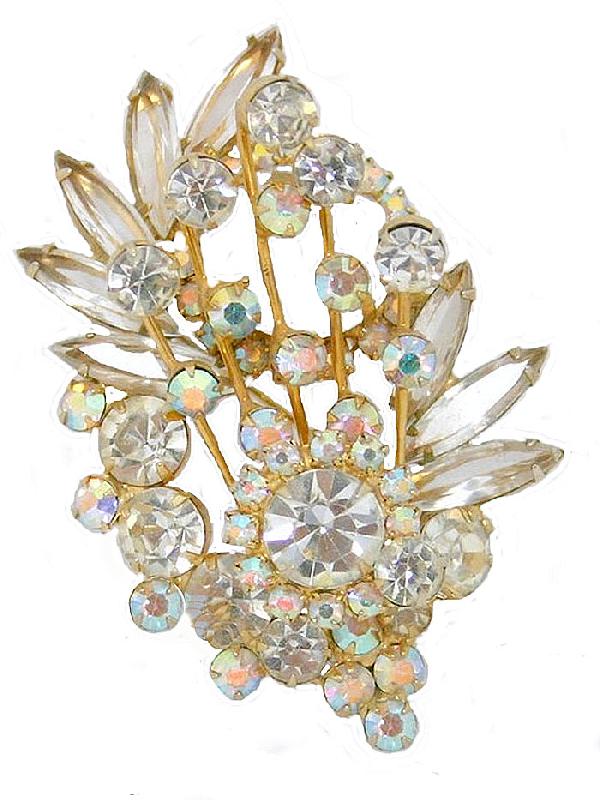 Front view of Clear Navettes Brooch