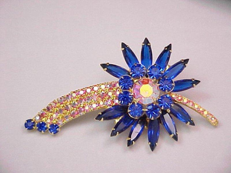 Front view of Blue Navettes Brooch