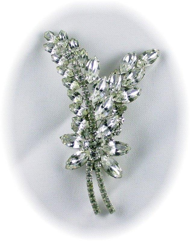Front view of Clear Navettes Brooch
