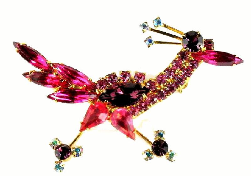 Front view of Pink Navettes Brooch