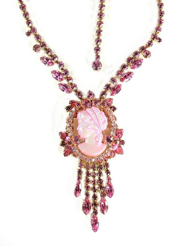Front view of Pink Navettes Necklace