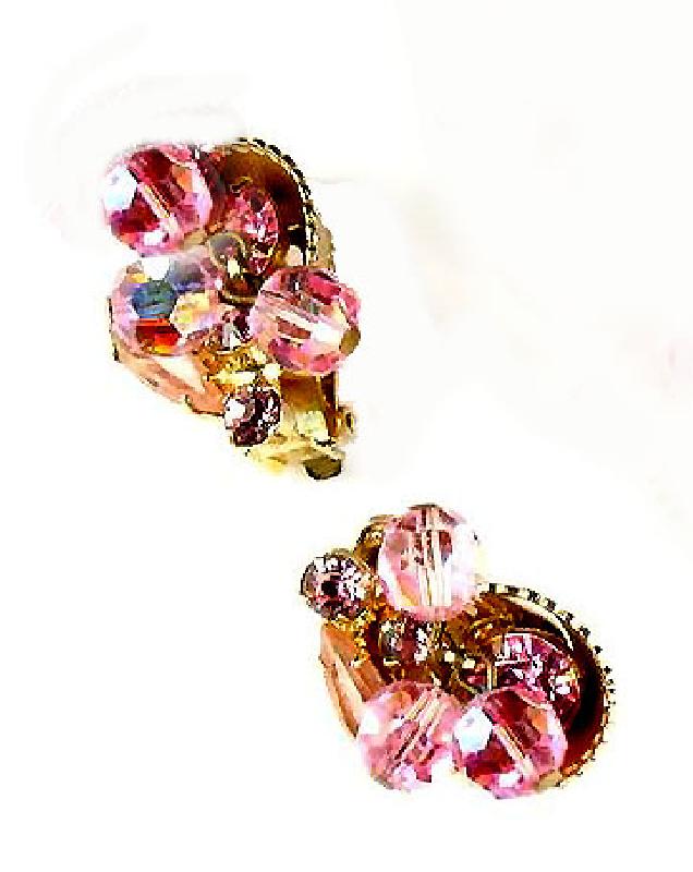 Front view of Pink Navettes Earrings Clip