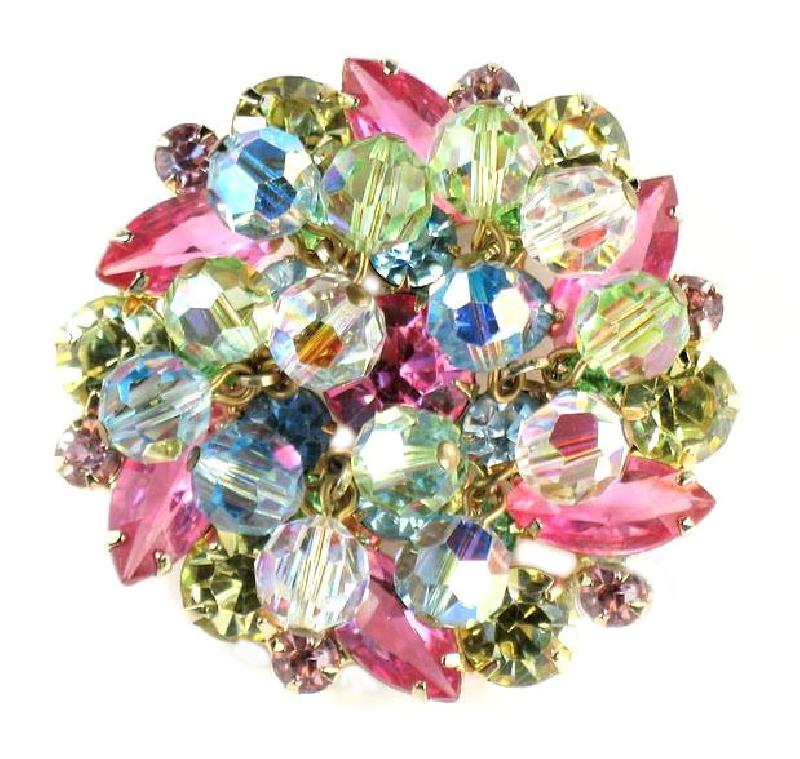 Front view of Pastel Navettes Brooch