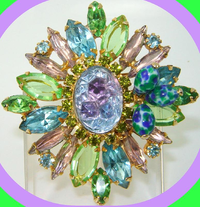 Front view of Pastel Cabochons Molded/Cut Brooch