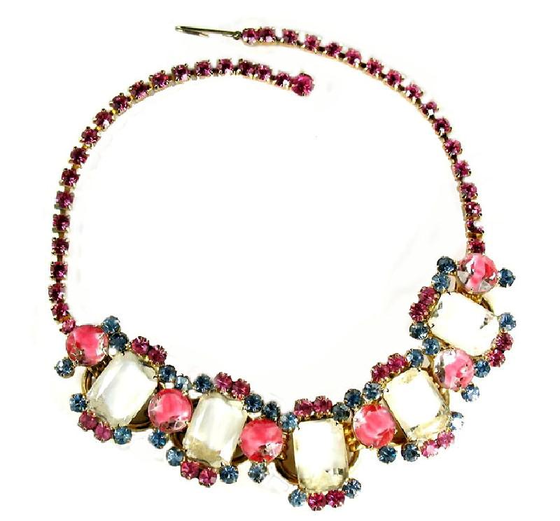 Front view of Pastel Emerald Cut Givre Necklace