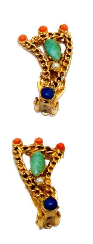 Front view of Multiple Colors Cabochons Earrings Clip