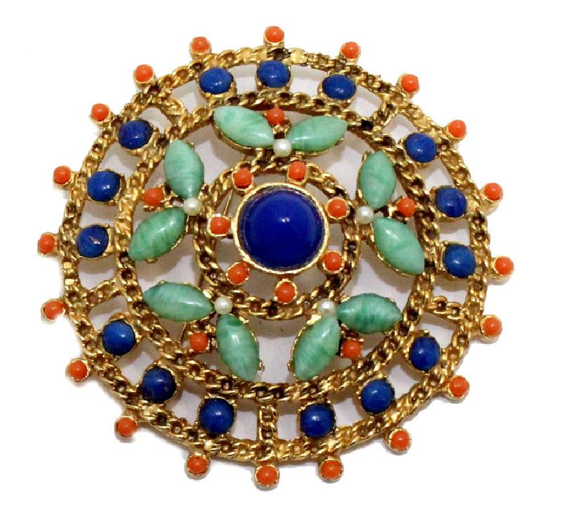 Front view of Multiple Colors Cabochons Brooch